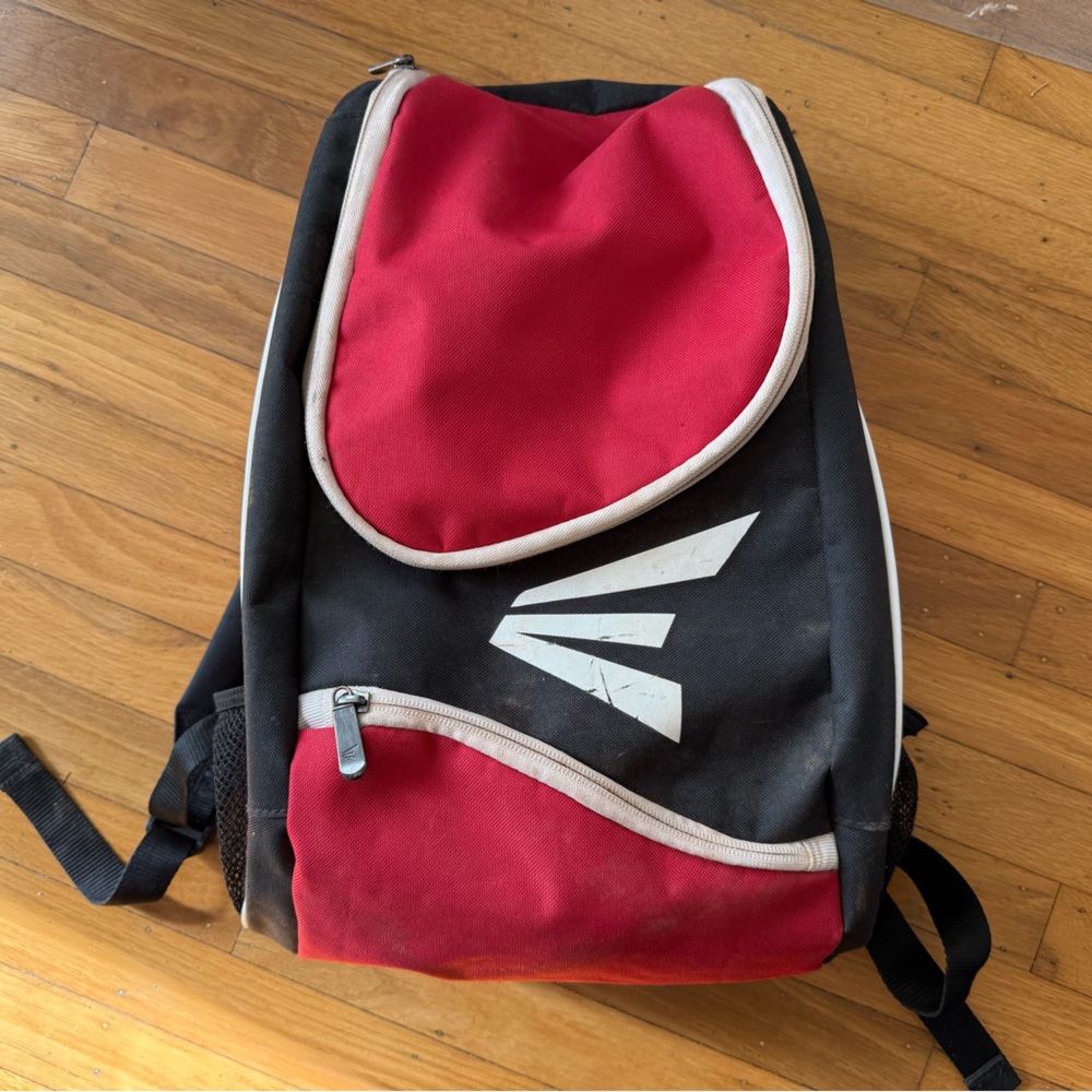 Kids Easton Red and Black Baseball Backpack GUC